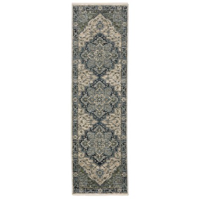 Oriental Weavers Aberdeen 051G1 Blue/ Tan Indoor Area Rug - 2'3" x 7'6"