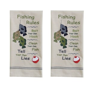 Park Designs Fishing Rules Embroidered Dishtowel Set of 2 - 1 of 4