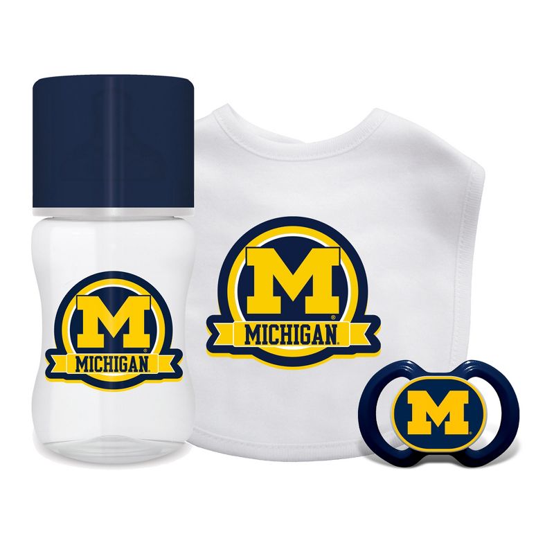 Baby Fanatic Officially Licensed 3 Piece Unisex Gift Set - NCAA Michigan Wolverines, 1 of 4