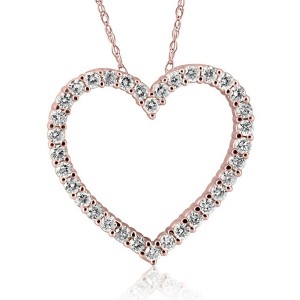 Pompeii3 1/2Ct Diamond Heart Pendant Women's Necklace in White, Yellow, or Rose Gold - 1 of 3