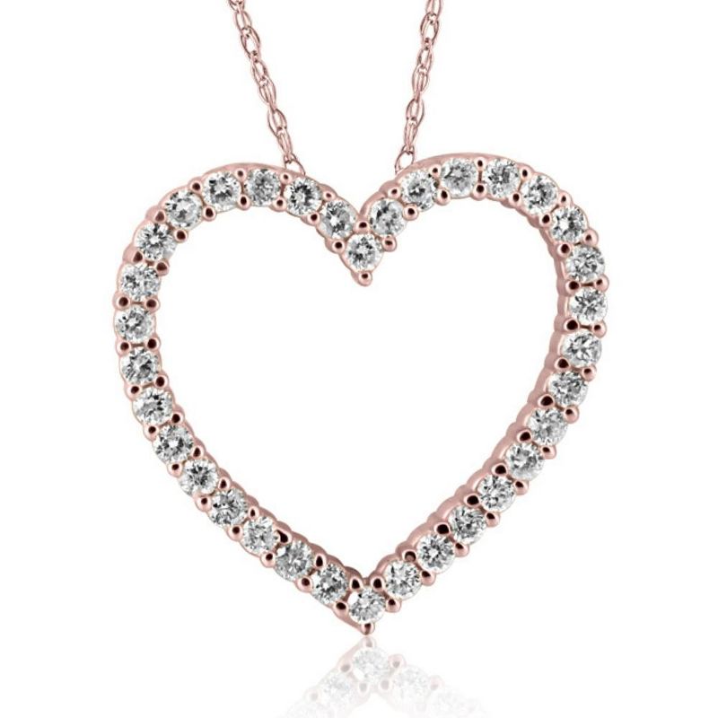 Pompeii3 1/2Ct Diamond Heart Pendant Women's Necklace in White, Yellow, or Rose Gold, 1 of 4