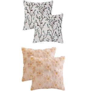 REGALWOVEN 4 Pcs Floral Pattern Soft Comfort Throw Pillow Covers 18" x 18" - 1 of 4