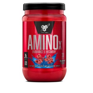 BSN Amino X Muscle Recovery & Endurance Powder with BCAAs, 10 Grams of Amino Acids, Keto Friendly, Caffeine Free, Flavor: Blue Raspberry, 30 servings - 1 of 4