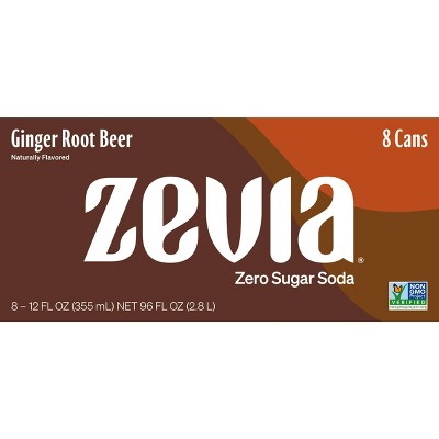 Zevia Ginger Root Beer Zero Calorie Soda - 8pk/12 fl oz Cans