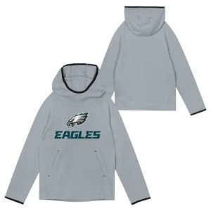 NFL Philadelphia Eagles Boys' Gray Performance Hooded Sweatshirt - 1 of 3