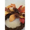 Wreath 5"H, Fall Faux Dried Magnolia Leaves and Pine Cones , Multi-Color Autumn Decor (Pack of 2) By Kalalou - 3 of 4