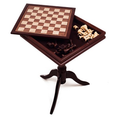 Toy Time Chess and Backgammon Pedestal End Table - Brown