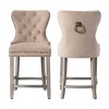 WestinTrends 24" Tufted Upholstered Velvet Bar Stool with Metal Footrest (Set of 2) - 3 of 4