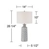 360 Lighting Patrick Modern Coastal Table Lamps Set of 26 1/4" High Gray White Wash Ceramic Drum Fabric Shade for Bedroom Living Room Nightstand Home - 4 of 4