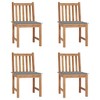 vidaXL Patio Chair Set - 4 Chairs with Cushions - Solid Teak Wood - Weather Resistant - Heavy-Duty Garden Chairs for Outdoor Use - 2 of 4