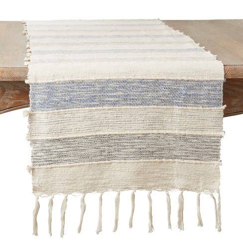 Saro Lifestyle Long Table Runner With Stripe Design, 16"x72", Blue - image 1 of 3