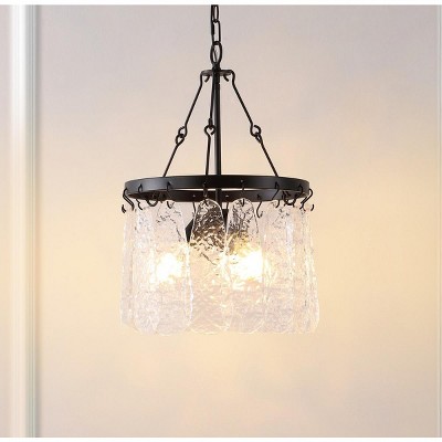 Black Iron and Crystal 3-Light Chandelier