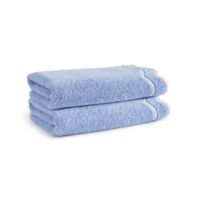 Peri Home 2pk Hand Towel Set Blue/White Scallop