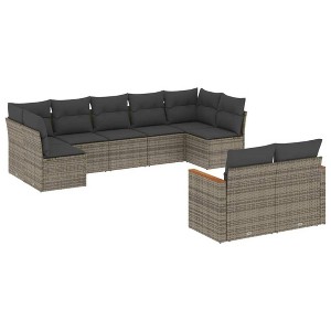 vidaXL Garden Sofa Set Grey, Dark Grey PE rattan Large Modular - 1 of 4