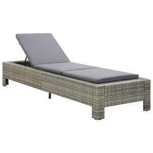 vidaXL Adjustable Sunbed - Cozy Relaxation Furniture in Gray Poly Rattan with Large Padded Cushion - Ideal for Patio, Poolside, Balcony, Camping - 1 of 4