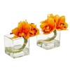 Nearly Natural Cymbidium Orchid Artificial Arrangement in Glass Vase (Set of 2), Green - 4 of 4