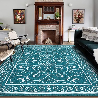 Modern Floral Rug Washable Area Rugs for Living Room Bedroom