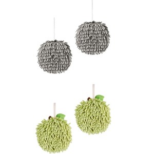 REGALWOVEN Soft Absorbent Fluffy Chenille Ball Bathroom Hand Towels with Wall Hook 4 Pack - 1 of 4