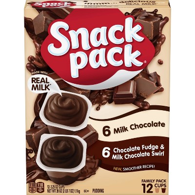 Snack Pack Chocolate Fudge & Milk Chocolate Swirl Pudding - 39oz/12ct