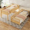 KWPZQEB Bunk Bed, Kids Solid Wood Bed Frame with Ladder and Guardrail, Wooden Slats, Space Saving, No Box Spring - 3 of 4