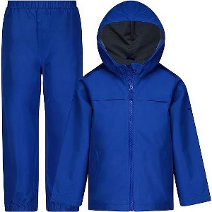 LONDON FOG Boy's Waterproof Hooded Jacket and Pant Rainsuit Sets - 1 of 4