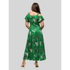 24seven Comfort Apparel Womens Green Floral Cold Sholder Ruffle Sleeve A Line Maxi Dress - 3 of 4