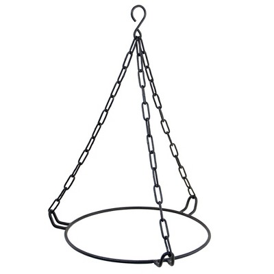 Fern Green Crackle Glass Hanging Birdbath with Wrought Iron Stand
