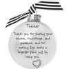 Northlight Matte Finish "Teacher" Print Christmas Ball Ornament - 2.75" (70mm) - White and Black - image 3 of 4