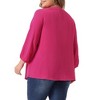 Agnes Orinda Women's Plus Size Chiffon Tie Round Neck  3/4 Sleeve Elegant Work Blouses - 4 of 4
