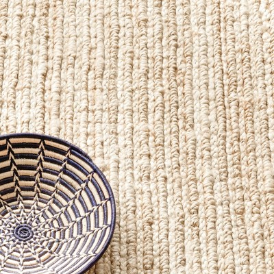 Ivory and Oak Handwoven Jute and Cotton Rug