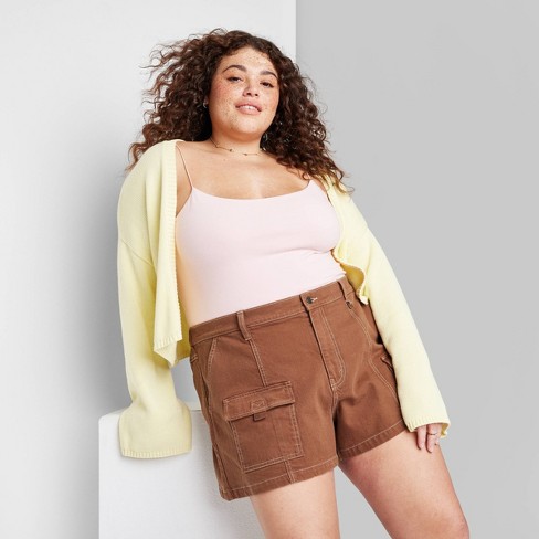 Plus size pull on cheap denim shorts