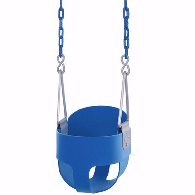 Blue Full Bucket Toddler Swing with Coated Chains