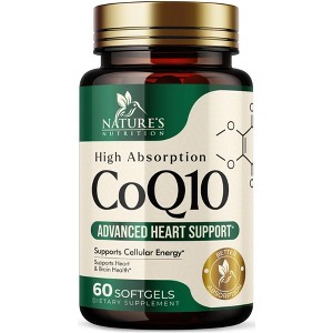 CoQ10 Coenzyme Q10 Heart Health Support Supplement - 60 Softgels By Nature's Nutrition - 1 of 4