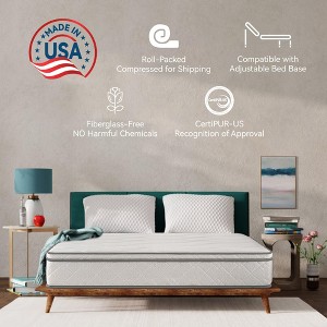 Full Size 10 Inch Hybrid Mattress, Gel Memory Foam, Individually Wrapped Pocket Coils, CertiPUR-US Certified-- Frevyn - 1 of 4