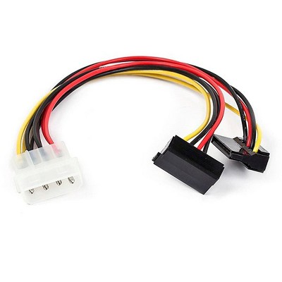 Monoprice DATA Cable - 0.67 Feet - 4-pin MOLEX Male to 2x 15-pin SATA II Female with 90 degree Power Cable