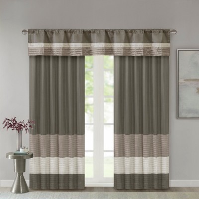 84 X50 M Polyoni Pintuck Light Filtering Window Curtain Panel Brown Beige Cream Madison Park Target