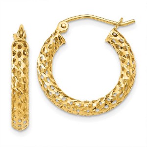 Black Bow Jewelry 3mm, Round Mesh Hoop Earrings in 14k Yellow Gold, 20mm (3/4 Inch) - 1 of 4