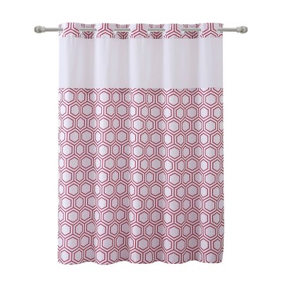 Metro Hex Shower Curtain with PEVA Liner Red - Hookless
