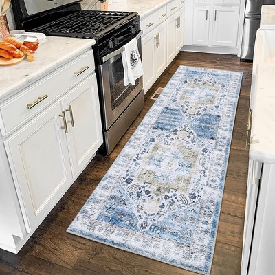 Vintage Rug Soft Oriental Floral Printed Carpet Washable Rug Living Room Bedroom Rug