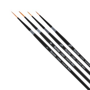 Creative Mark Beste Golden Taklon Liner  Set of 4 Artist Brush, Professional Watercolor Brushes, For Acrylic Painting, Short Handle, Sharp Edges, - 1 of 4