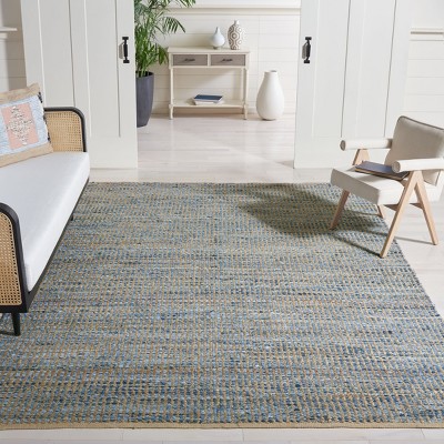 Cape Cod Blue and Natural Jute Flat Woven Area Rug