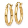 Black Bow Jewelry 2mm x 15mm 14k Yellow Gold Classic Round Hoop Earrings - 2 of 4