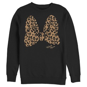 Men's Mickey & Friends Cheetah Print Minnie Mouse Bow Sweatshirt - 1 of 4