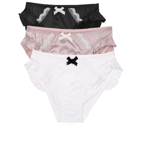 Agnes Orinda Women's Plus Size Satin Soft Mid-rise Ruffle Hipster Thong Lingerie  Underwear 3 Packs : Target