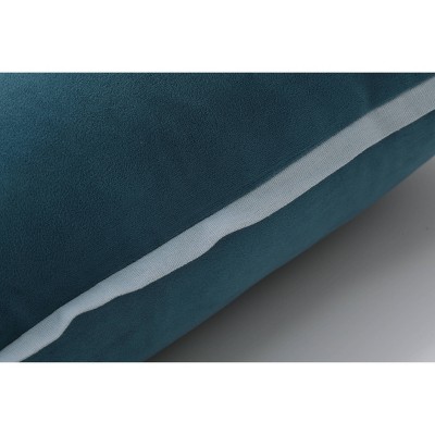 Peacock Blue Velvet Square Throw Pillow with Cotton Flange