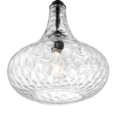 Cora Matte Black Mini Pendant Light with Textured Glass Shade
