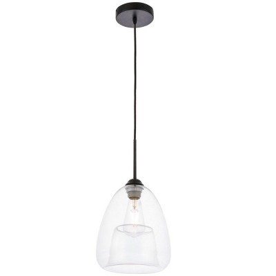 Kason Contemporary Black Finish Clear Glass Pendant Light