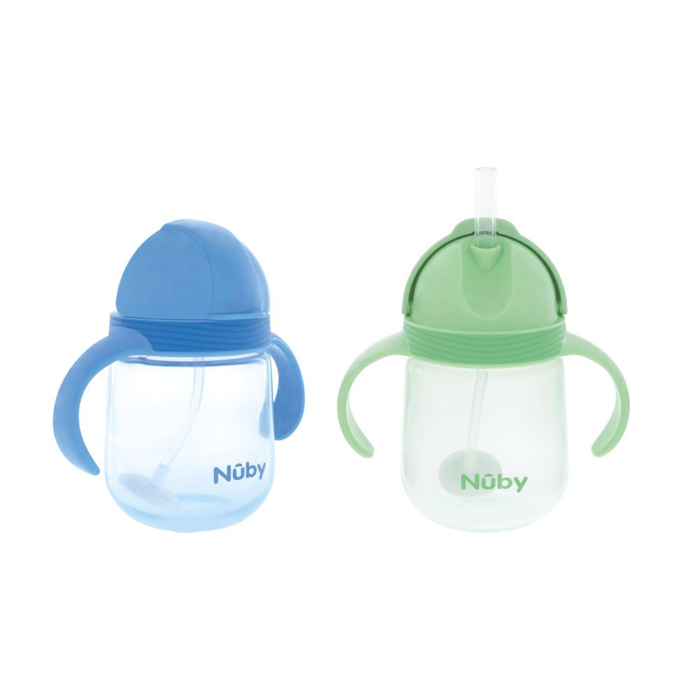 Photos - Glass Nuby 8oz Handle Clik-It with Weighted Straw - 2pk 