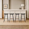 Royal Hampton 24" Backless Counter Stool with Mango Wood Saddle Seat | Black Iron Legs | Gold Footrest - 3 of 4