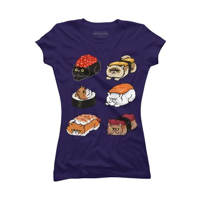 Junior's Design By Humans Sushi Persian Cat By huebucket T-Shirt